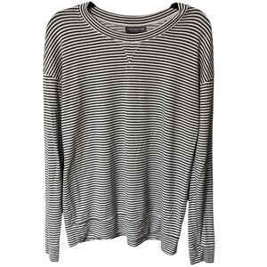 A Pea In The Pod Black and White Striped Long Sleeve Maternity Top Large